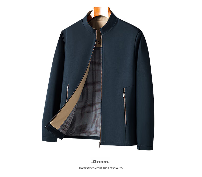 Baocaiyang Middle-Aged Dad Casual Jacket for Men, Spring And Autumn Stand-Up Collar Cadre Uniform Outerwear, Middle-Aged And Elderly Men's Clothing 14