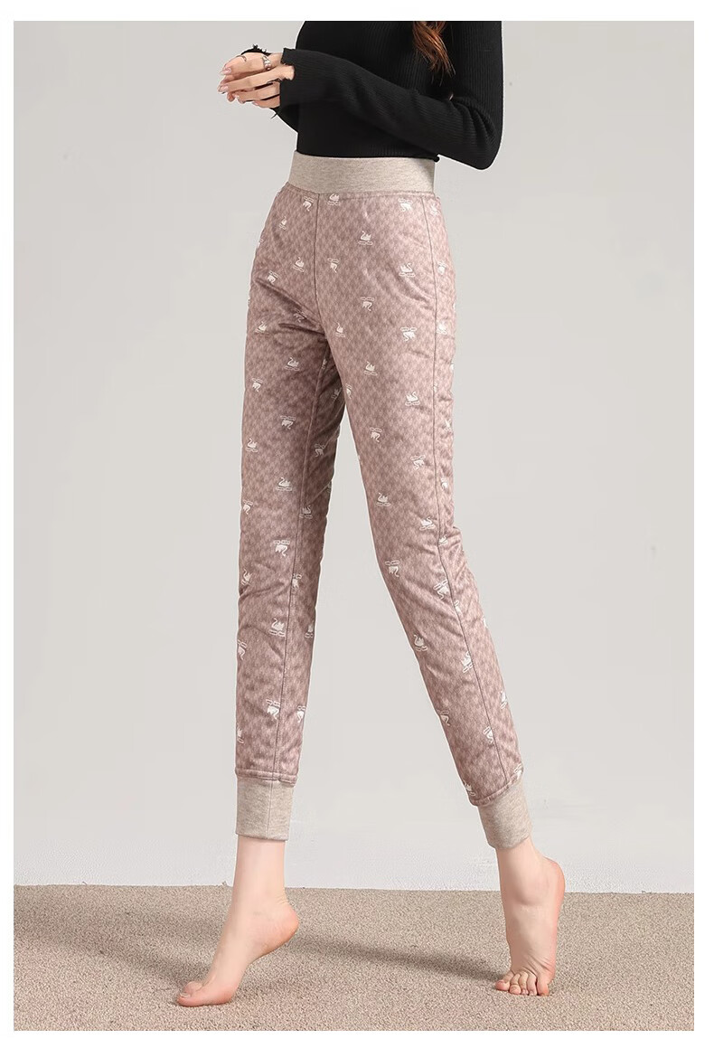 Langsha Women's Inner Fleece-Lined Pants for Winter, Non-Bulging, Thickened, Lightweight, Cold-Resistant, Warm White Duck Down Inner Lining Thermal Underwear 20