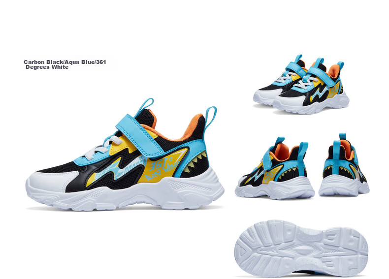 361° Children's Shoes, Boys' Shoes, Summer 2026, Lightweight And Bouncy Toddler Playful Casual Shoes for Kids, Blue, Size 30 38