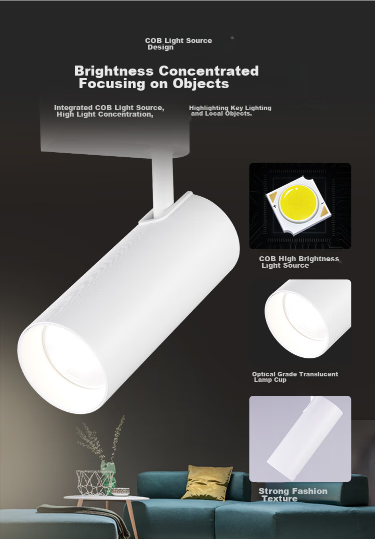 NVC LED Spotlight, Commercial Use for Clothing Stores And Showrooms, Background Wall Track Light, White Shell, 15 Watts Warm White - Track Rail Sold Separately 3