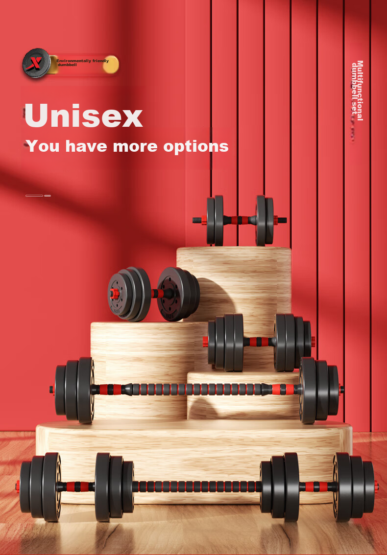 XTEP Dumbbell And Barbell Fitness Equipment Set for Men And Women, Adjustable And Detachable Home Weightlifting Training Kit with 15KG*2 23