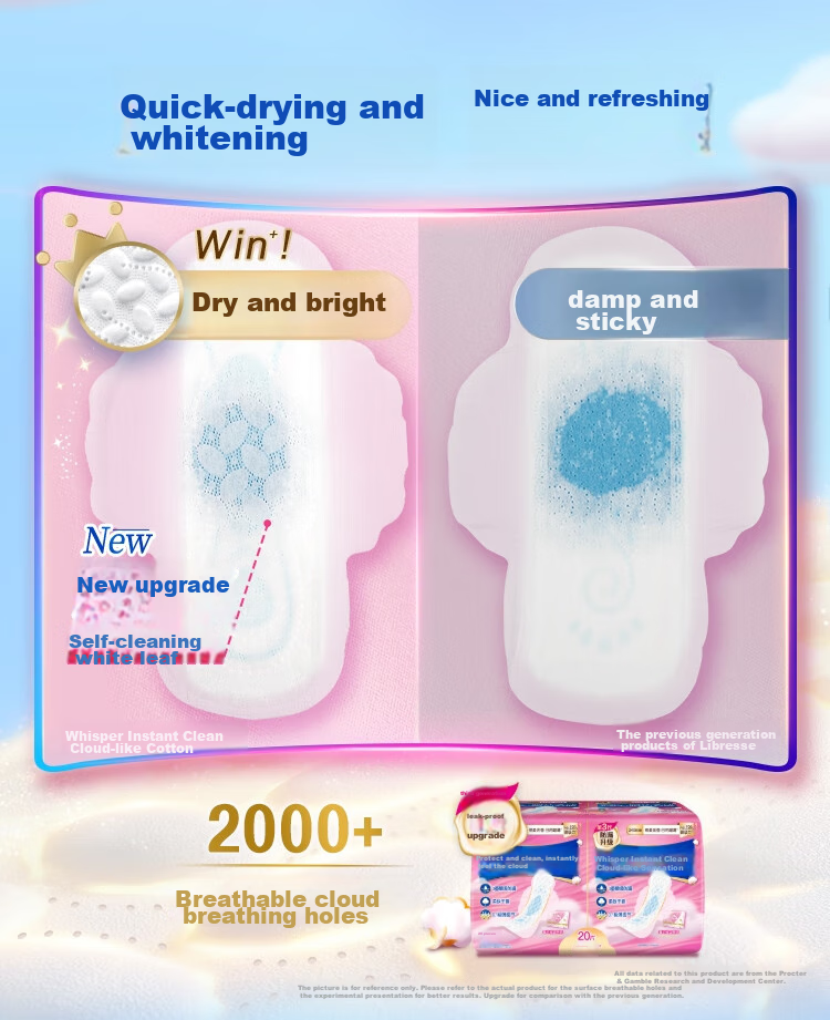 Hushubao [Quick-Drying Cloud-Soft] Sanitary Napkins, Heavy Flow Daytime Use, 284mm, 24 Pieces, Cloud-Feel Cotton Menstrual Pads, Ultra-Thin Breathable, Self-Operated 6