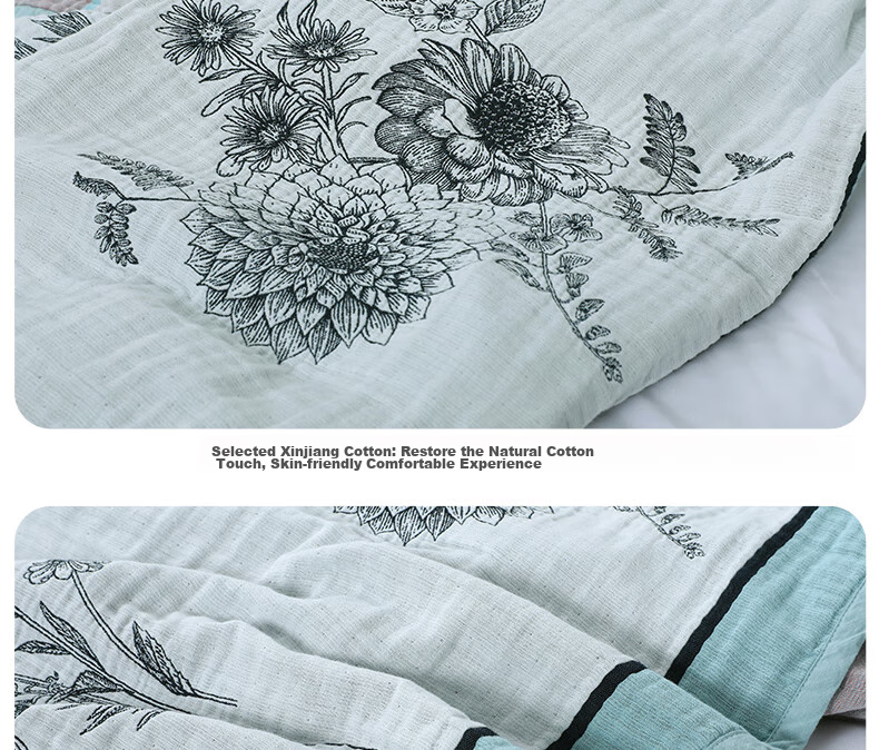 KING SHORE Class A Pure Cotton Three-Layer Undyed Gauze Towel Blanket, Washable Air Conditioning Quilt, Multifunctional Nap Blanket, One Piece 14