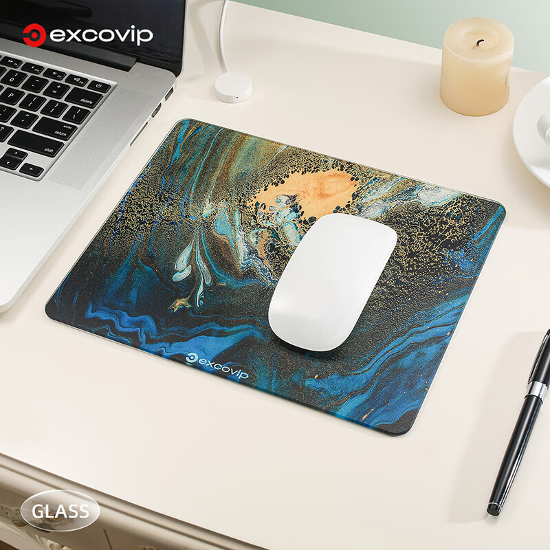 EXCO Glass Mouse Pad, Photovoltaic Professional E-Sports Gaming Mouse Pad, Hard Colorful Pad, Computer Office Laptop Small And Medium Size 250*200mm, Gold Marble 0094 2