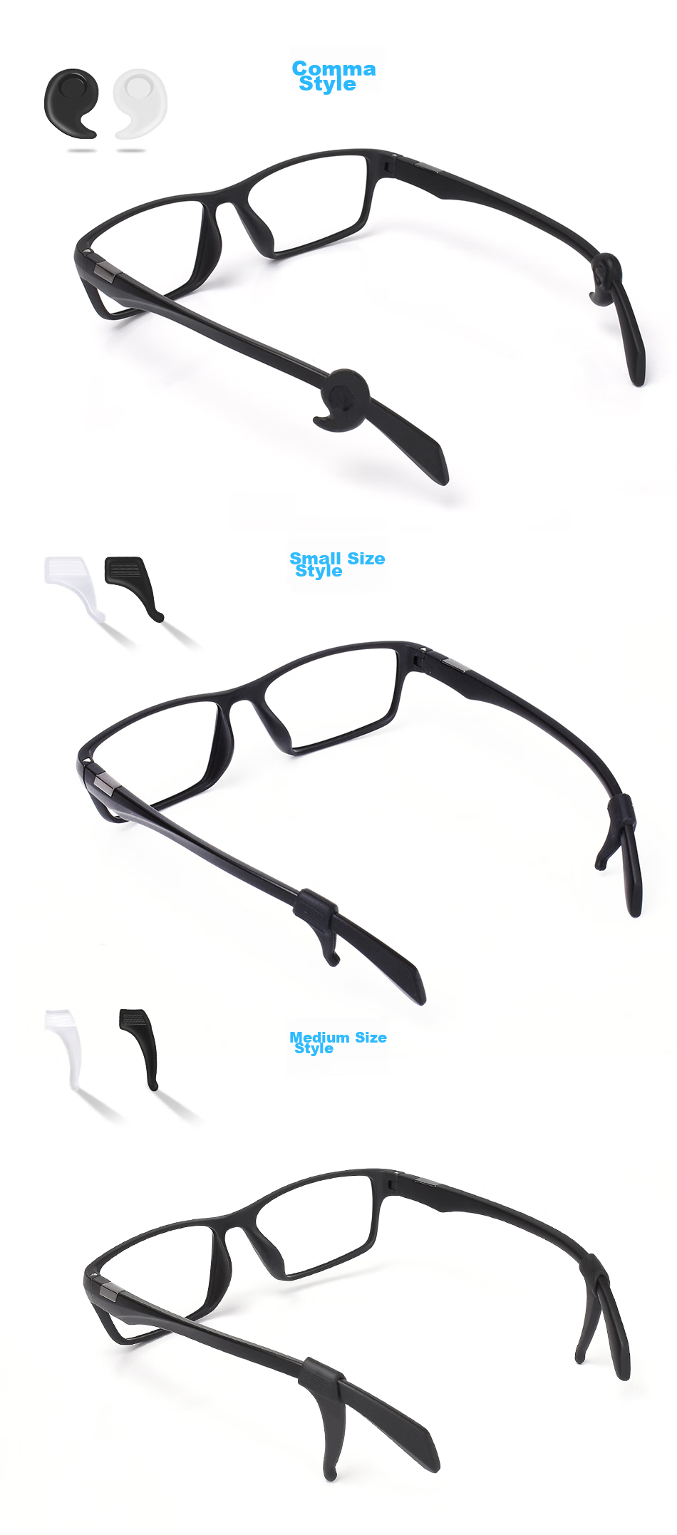 DRATRA Non-Slip Silicone Ear Hooks, Anti-Fall Eyeglass Temple Covers, Anti-Drop Glasses Leg Covers, Ear Hook Fixation Device, Ear Clip, Ear Back Accessories 15