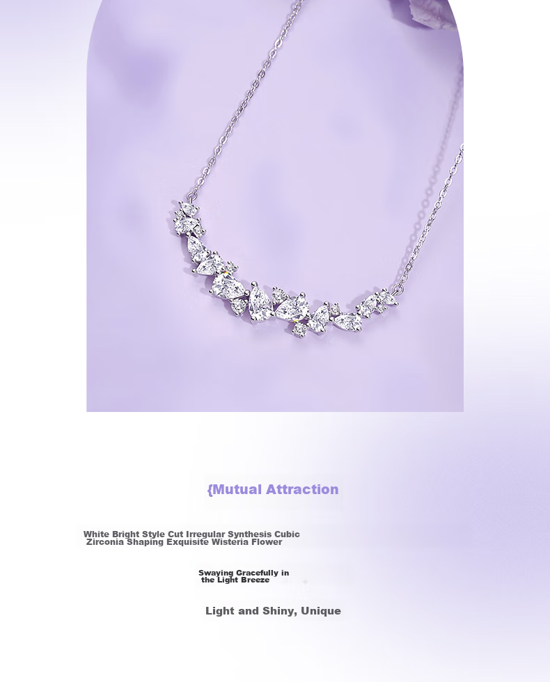 Fanci Wisteria Flower Smile Necklace Purple Women's Silver Bracelet, Luxurious High-End Birthday Gift for Wome 4