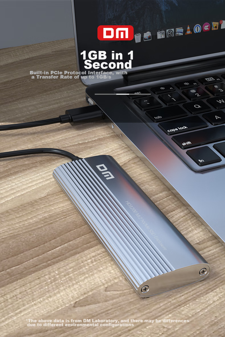 DM Damai M.2 NVMe SSD Enclosure Type-C 3.2 Portable Hard Drive Case for Laptop iPhone 17 External SSD HD1500C 2