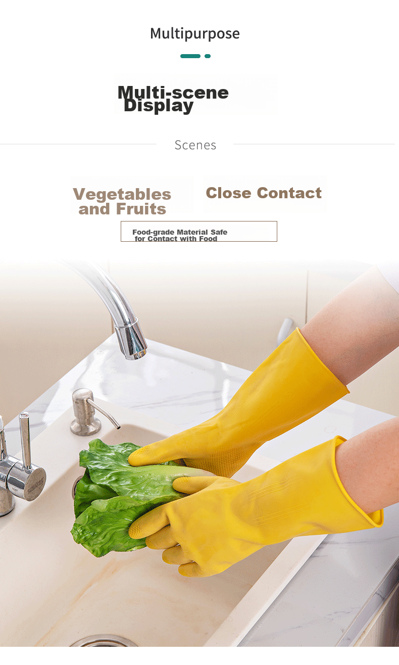 MEIJIARIJI Thickened Latex Rubber Gloves M Size 2 Pairs Household Dishwashing Gloves Property Cleaning Rubber Gloves 11