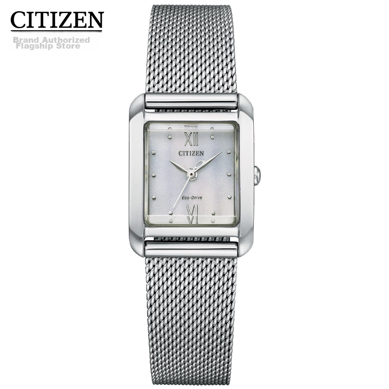 CITIZEN Watch for Women, Japanese And Korean Style L Series Eco-Drive Square Dial Steel Band, Gift for Girlfriend EW5590-62A