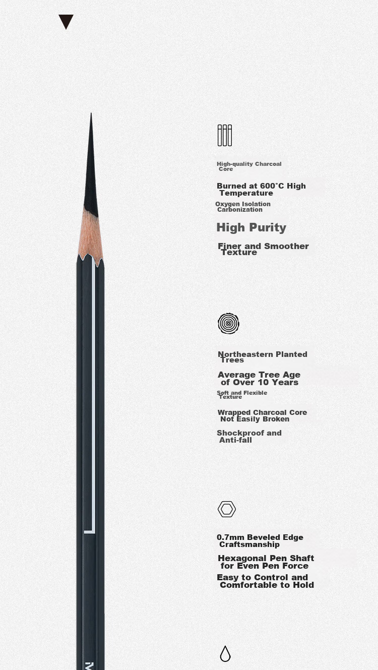 MIYA Charcoal Pencils for Art Students, Sketching Pencils, Soft Carbon Pencils, Quick-Drawing Pencils, Extra Soft Full Carbon Artist Series Drawing Exam Topper Black Charcoal Pencil Tool Set M Series Hard Carbon 10 Pcs/box Sketching Markers Drawing 4