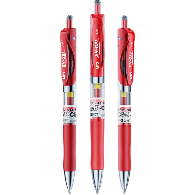 M&G Retractable Gel Pen K35/0.5mm Red Gel Pen for Exams, Retractable Signature Pen, Classic Bullet Tip Exam Writing Pen, Red Ink Pen, 6 Pcs