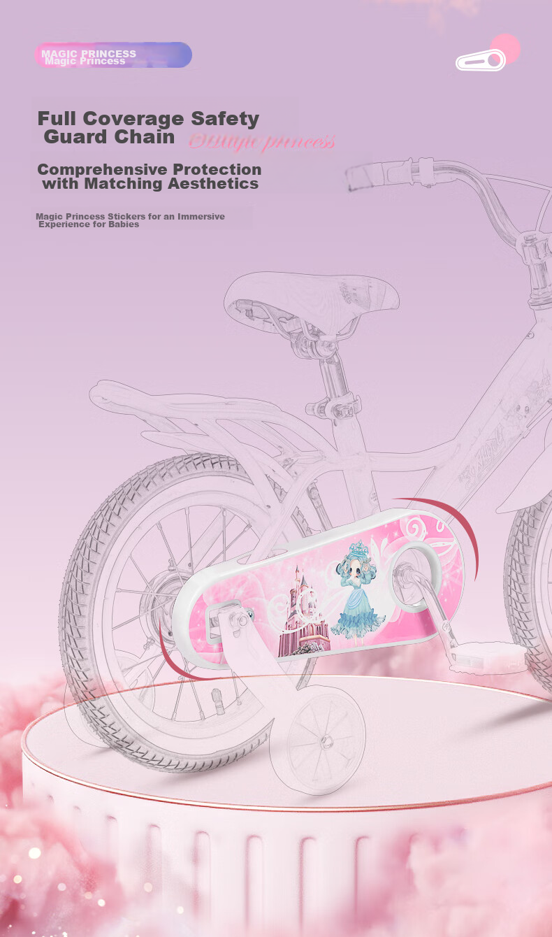 TOPRIGHT Sold by JD, Honeybird Aluminum Alloy Children's Bicycle for Girls Aged 3-8, Baby Pedal Bike, 16-Inch Pink 9
