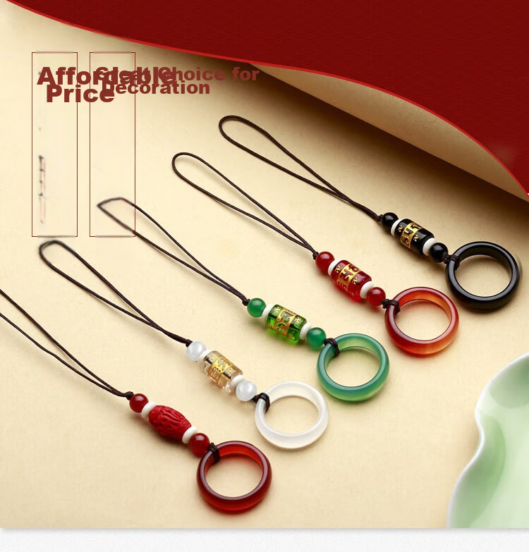 Shihan Mobile Phone Accessory Ring Strap, Creative Pendant, Simple Car Keychain, Vintage-Style Phone Lanyard, Short USB Drive Pendant, Women's And Men's Braided Ring Clasp Keychain, Anti-Loss Hanging Ornament 4