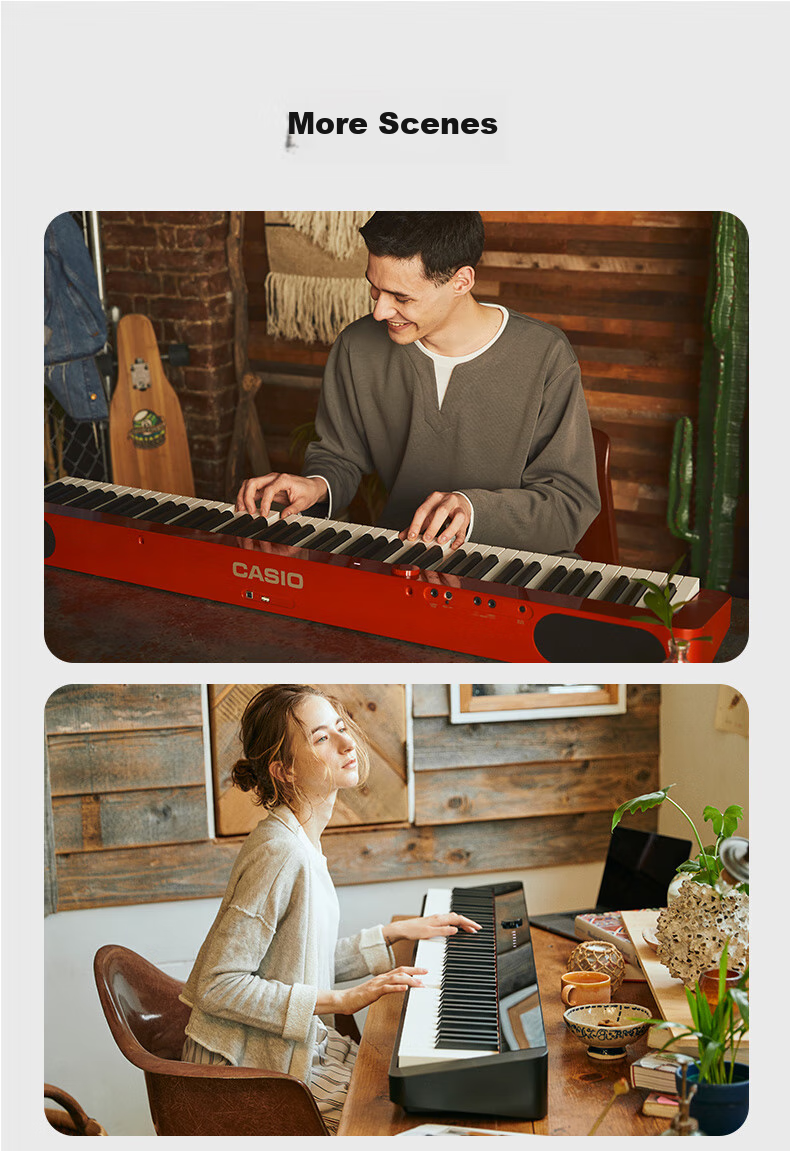 Casio Digital Piano PXS1100 Red Smart Touchscreen 88-Key Weighted Hammer Professional Exam-Grade Standalone + Portable X-Stand Model 23