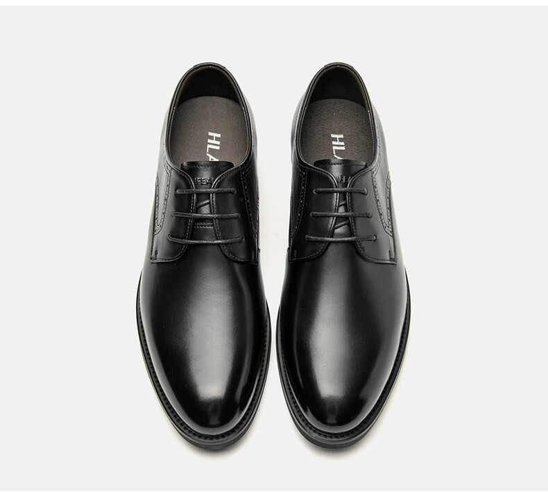 HLA Men's Leather Shoes British Style Business Classic Formal Wedding Groom Shoes HAAPXM1EBA070 Black Size 39 25