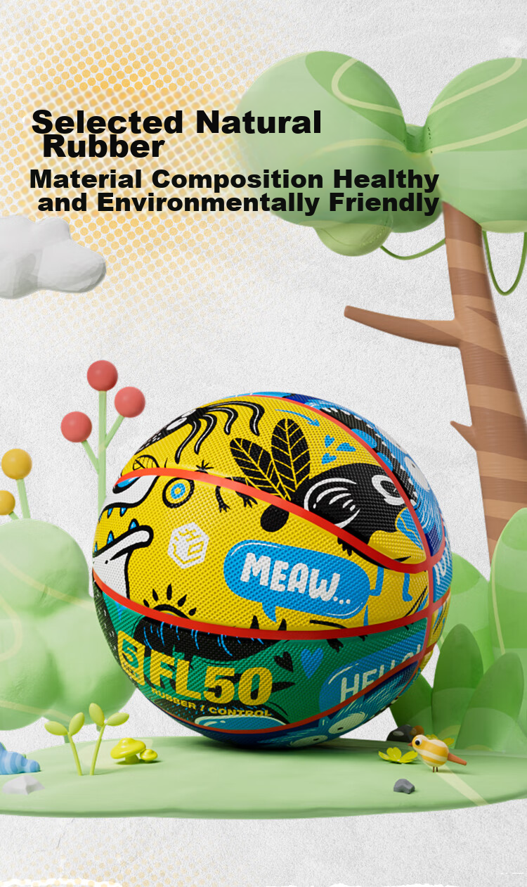 JD Original Yueyong No. 5 Rubber Basketball for Children's Elementary School Training, Indoor And Outdoor Size 5 Ball 5