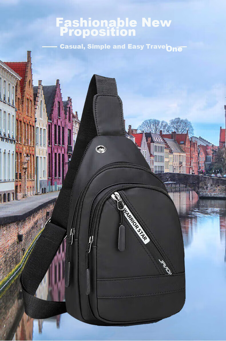 Warrior Men's Large Capacity Single Shoulder Crossbody Bag Casual Commuter Chest Bag Lightweight Sports Sling Bag Travel Small Backpack 1