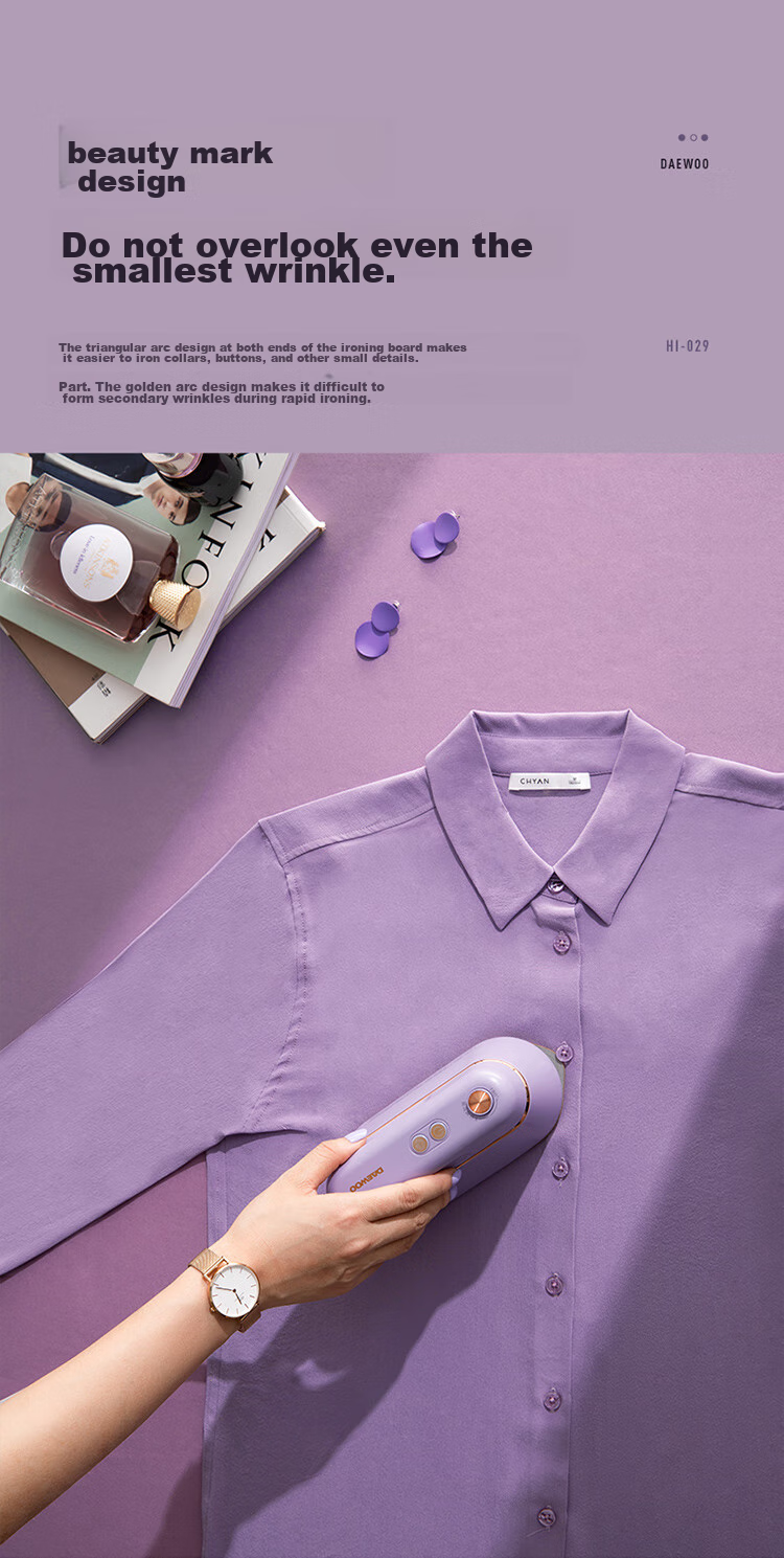 DAEWOO [Low Price for Top Streamer 9% Off] Handheld Garment Steamer for Home Use, High-Pressure Steam Iron, Portable Small Sterilizing Electric Iron for Travel And Business Trips HI-029PRO Purple 22