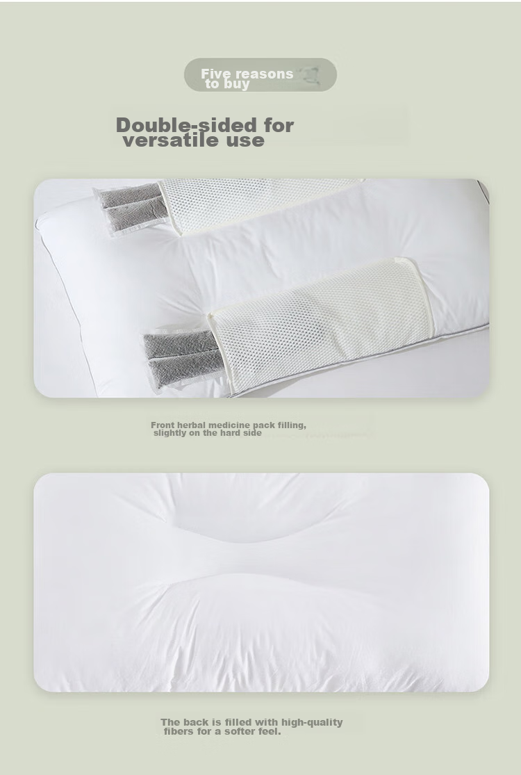 LUOLAI Home Textiles Pillow, Cervical Pillow, 100% Cotton Cassia Seed Buckwheat Flower Herbal Neck Support High Pillow, 46*72 12