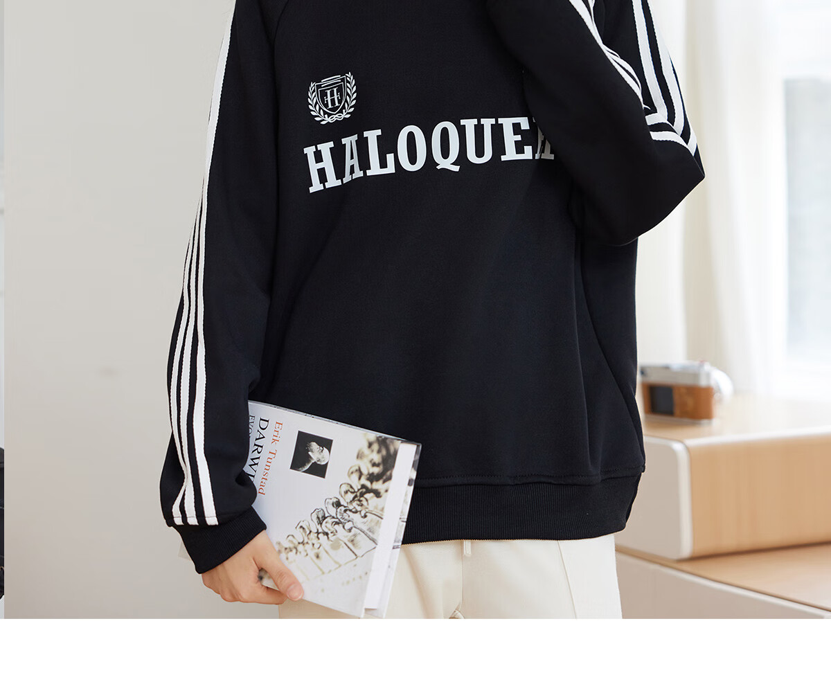 Halo Queen Women's Sweatshirt, Round Neck, Striped, Fashionable New Year Red, Casual Style, Loose-Fitting Top Jacket H143W1017 51