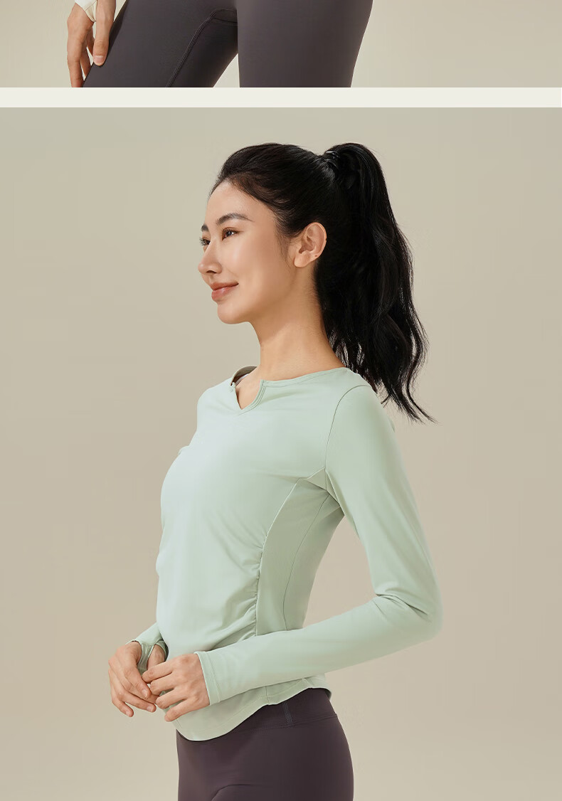 Ziyouxi Yoga Wear for Women, Spring And Autumn Quick-Dry Sports Fitness Top T-Shirt, Pilates Dance Training Long-Sleeve Cover-Up 14