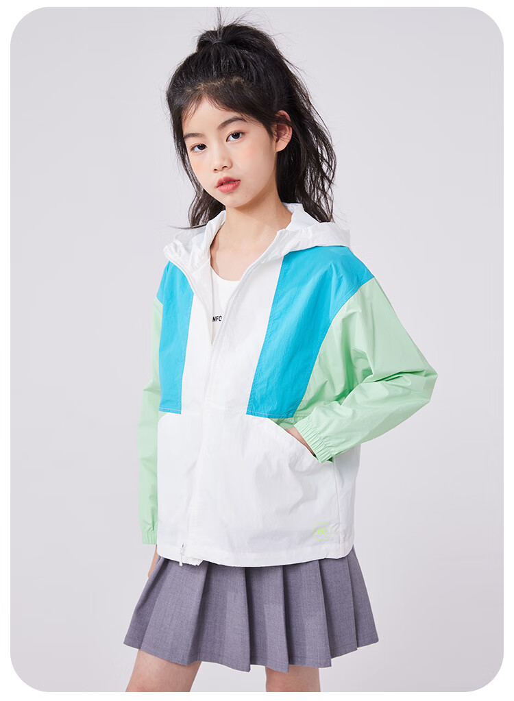 QQ DUCK Children's Clothing Girls' Sun Protection Jacket Kids' Summer Thin Coat Sunshade Youth Clothing Three Colors Off-White; 130 15
