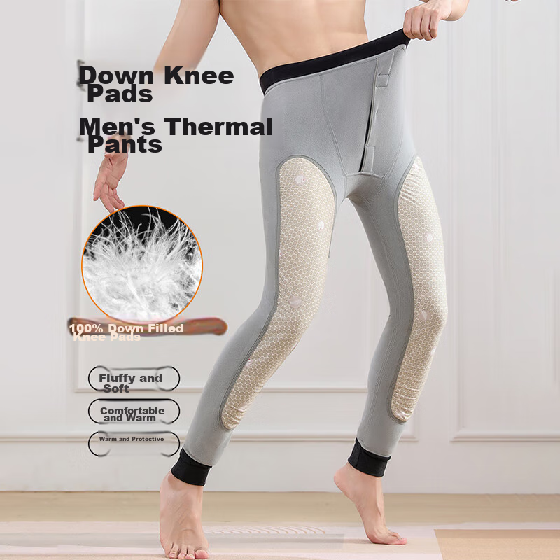 LangSha Thermal Underwear for Men [2025 Autumn New Arrival], Fleece-Lined Thick Base Layer Pants, Northeast Large Size down Knee Protection Cotton Pants