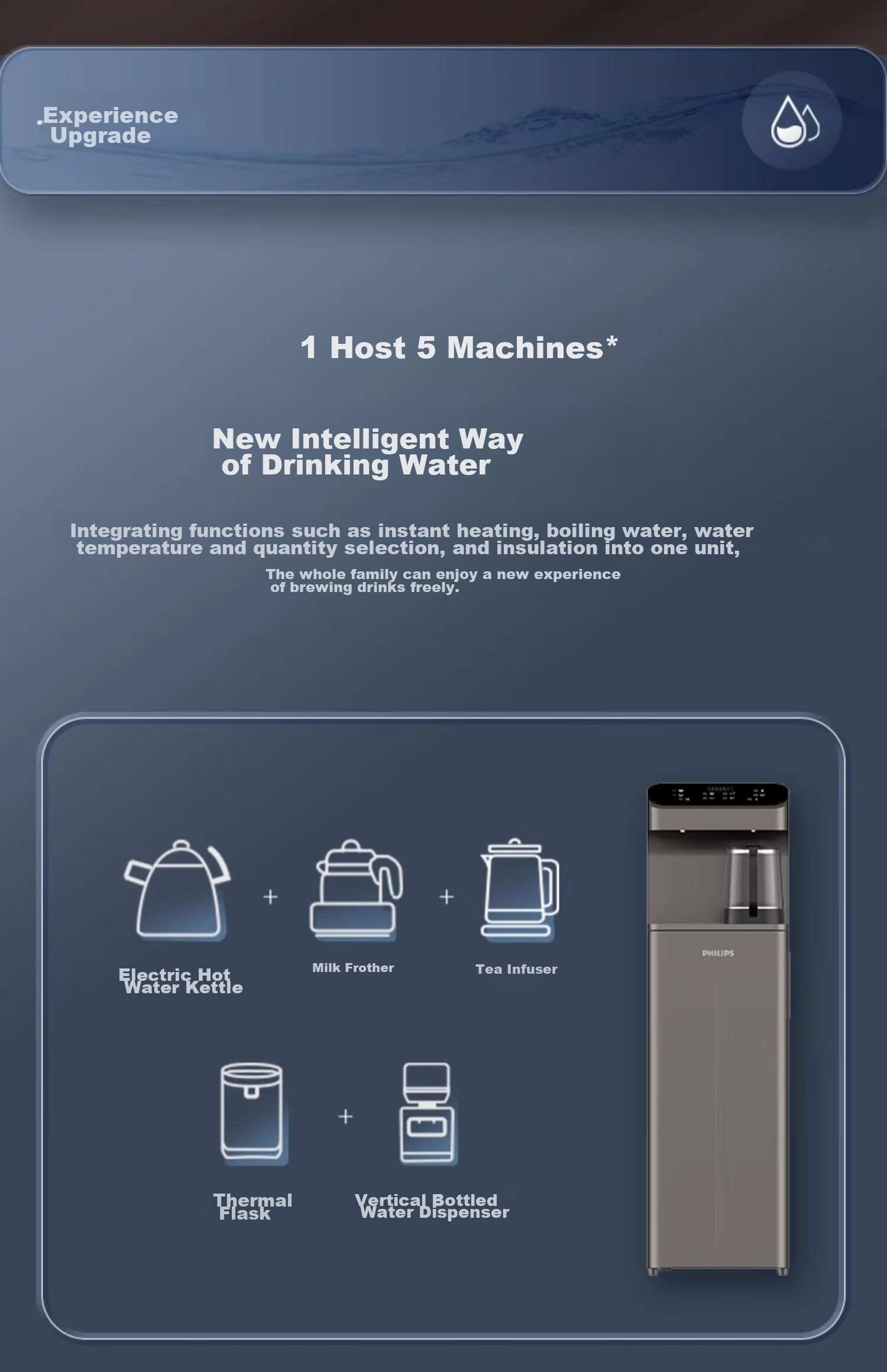 PHILIPS Tea Bar Machine, Home Standing Water Dispenser, Instant Hot Water Dispenser, Heated And Temperature-Controlled Bottom-Loading Water Tank, Living Room And Office Direct Drinking Water Machine ADD8148 4