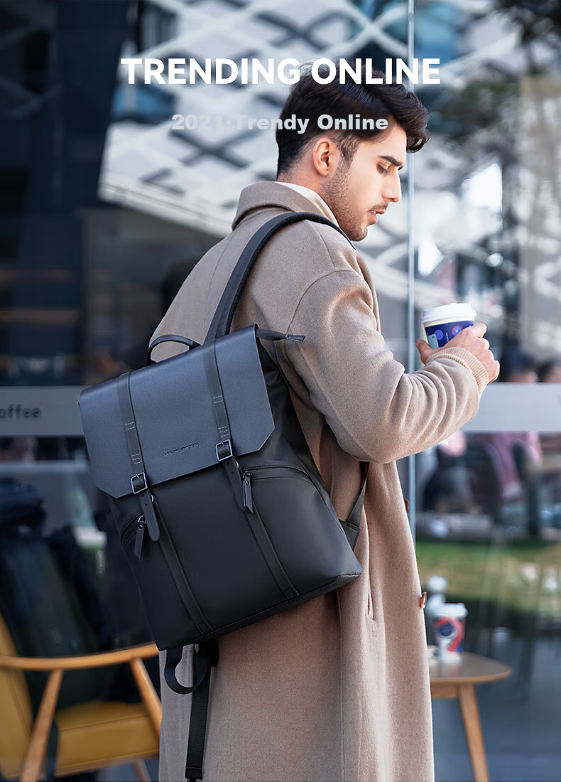 MARK RYDEN Minimalist European-Style Backpack, Large Capacity School Bag, Travel Bag, Laptop Bag, Backpack, Light Luxury MR1622 Elegant Black 1