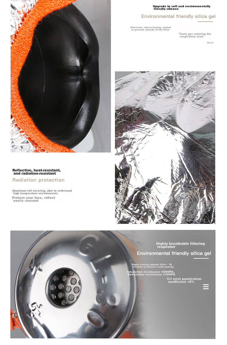 UOSEN Fire Mask, Smoke And Gas Protection Facepiece, National Fire Protection 3C Certified, Fire Escape Filter-Type Self-Rescue Respirator 5
