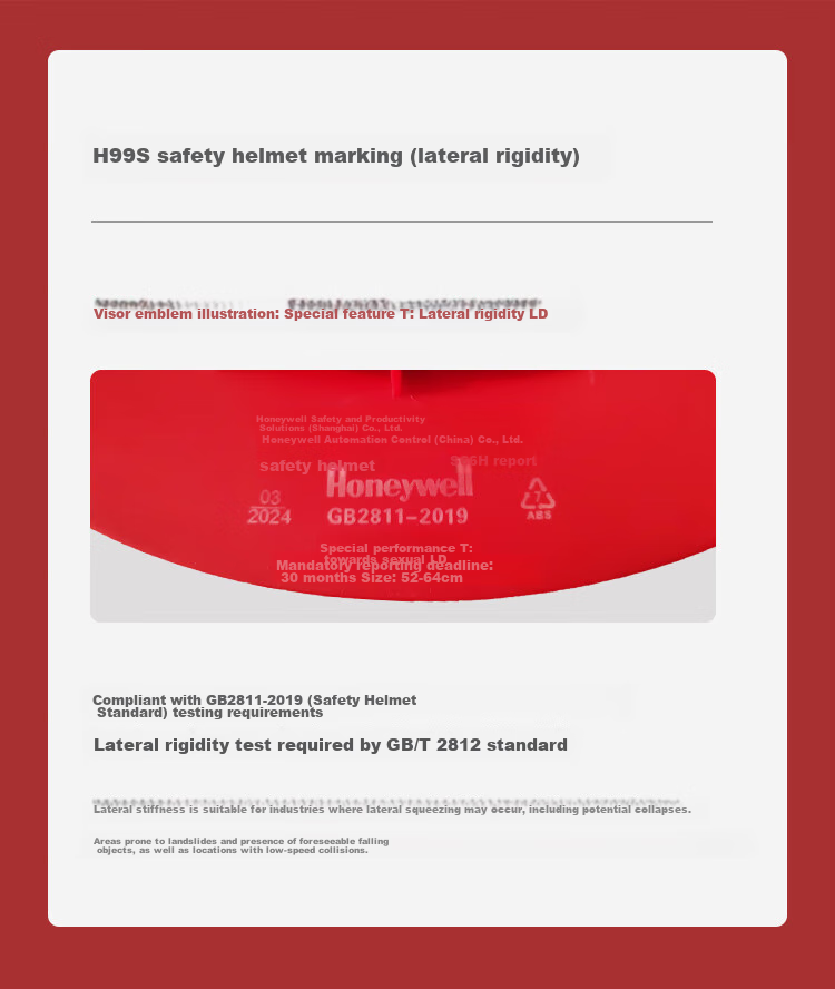 Honeywell Safety Helmet H99S, Pure ABS Material, Construction Site Hard Hat, Advanced Leadership Technology Anti-Smashing Impact-Resistant, Breathable Ventilation Holes, Red, 1 Piece 3