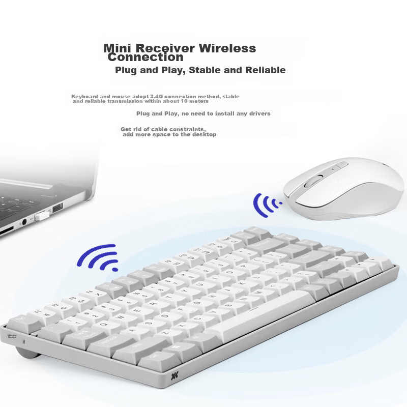 Lenovo Xiaoxin K1P Quiet Wireless 98-Key Keyboard And Mouse Set, Jelly Touch Mechanical Rebound, Multi-Key Shortcuts, 3-Level DPI, Windows Compatible, Twilight Gray