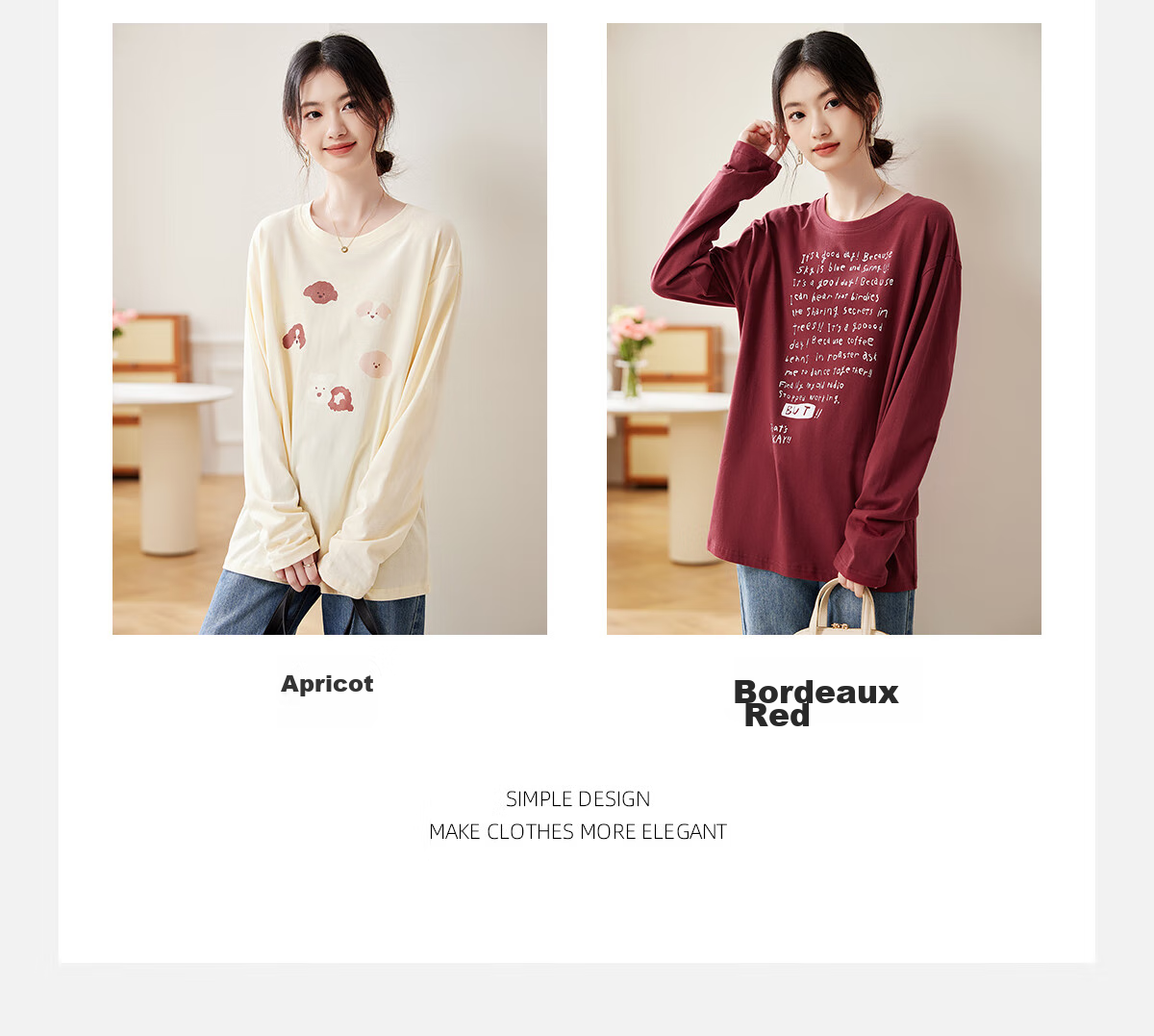 PinCai Long-Sleeve T-Shirt for Women, Classic Loose-Fit Base Layer, Stylish Niche Top for Inner Wear P12KE1855 27