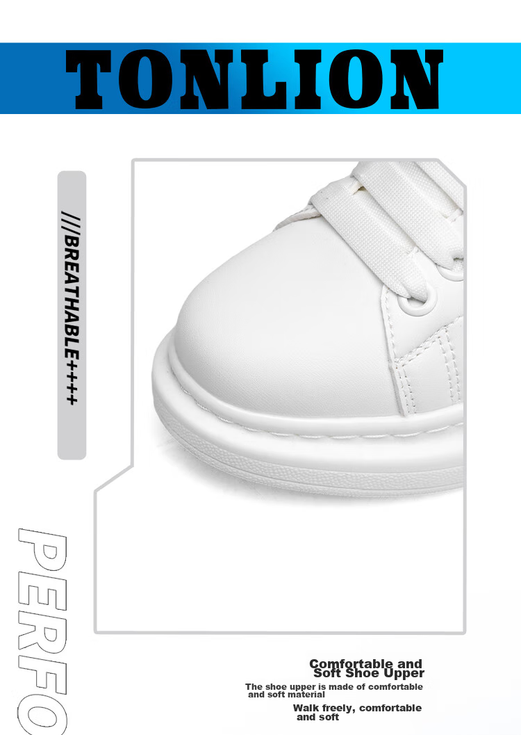 TonLion Women's Shoes, Autumn Thick-Soled White Sneakers, Casual Skateboard Shoes for Women, Versatile Sports Shoes, White And Black, Size 35 3