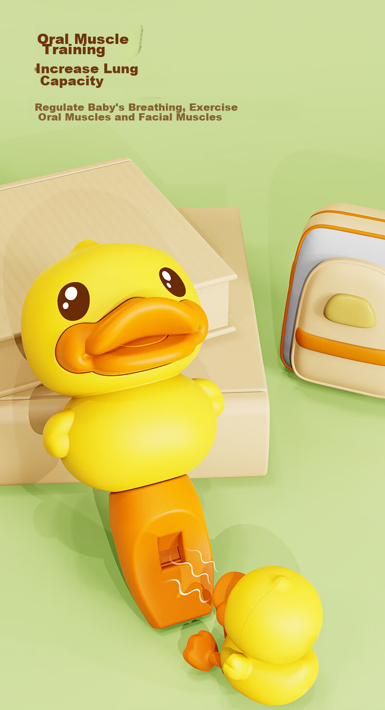 B.Duck Children's Fun Cartoon Whistle with Lanyard, Cute Baby Harmonica, Birthday Gift 4