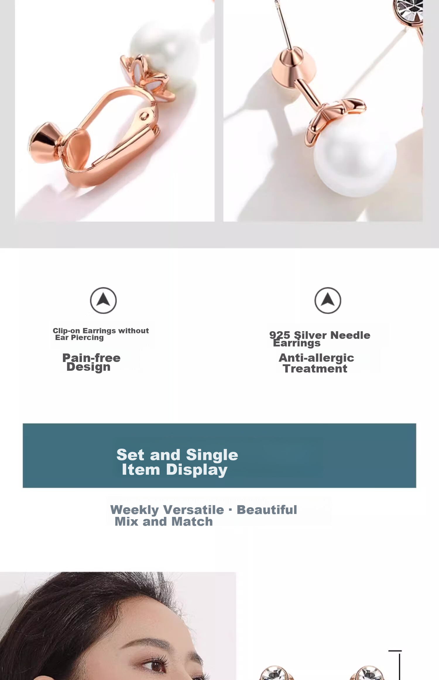Dairuo No-ear Piercing Earrings for Women, High-End One-Week Set, Simple And Elegant Ear Jewelry, Practical Birthday Gift for Girlfriend 4