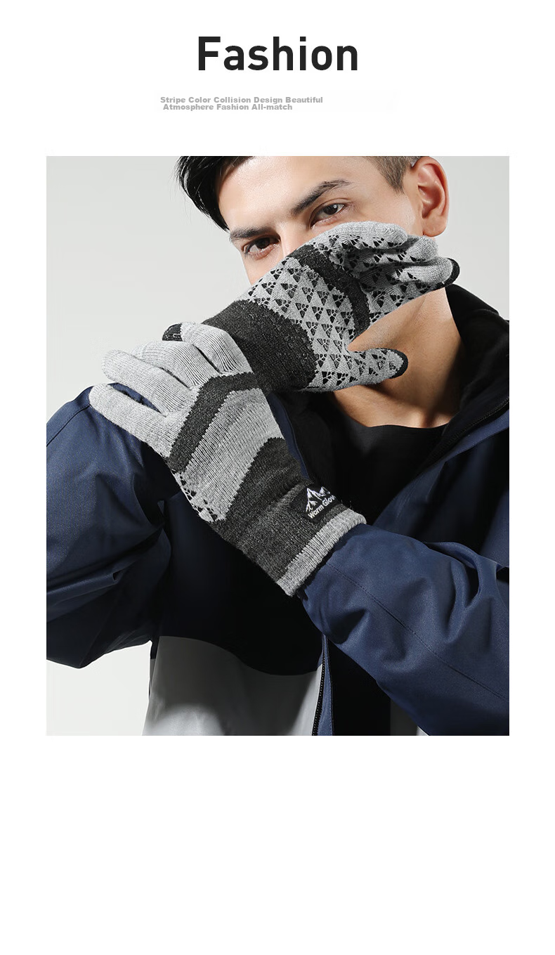 Yaphtes Winter Gloves, Warm Outdoor Bicycle Knitted Gloves, Cold-Resistant Full-Finger Wool Gloves for Men And Women, Maple Yellow 11
