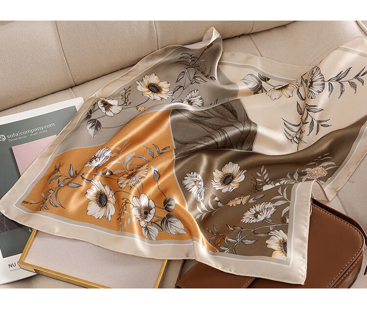 Shanghai Gushi Silk Scarf, 100% Mulberry Silk Satin Square Scarf, Gift Box, Birthday Present for Mom Or Girlfriend, Valentine's Day Gift, Red 17