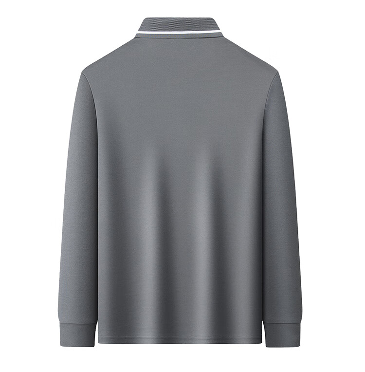 MONTAGUT [Containing Silk Cotton & Turn-Down Collar Jacquard], Spring Solid Color Casual Men's Long-Sleeve Polo Shirt, JG Gray-Blue, M 7