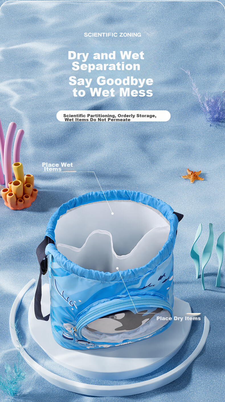 Li-Ning Children's Swim Bag with Wet And Dry Separation, Sports Portable Large Capacity Waterproof Backpack for Boys And Girls 2791 3