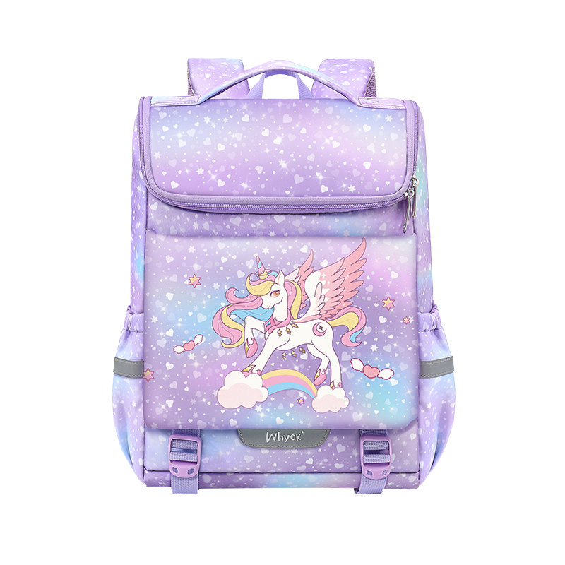 Herder Children's School Backpack with Spine Protection for Grades 1-6, Lightweight And Breathable Unicorn Girl Backpack