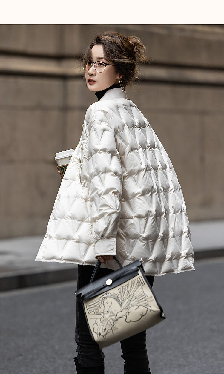 Dme [90% Duck Down] Winter 400T Spring Yarn Dye-Lighted Elastic Cuff Loose Metal Chain down Jacket for Wome 15
