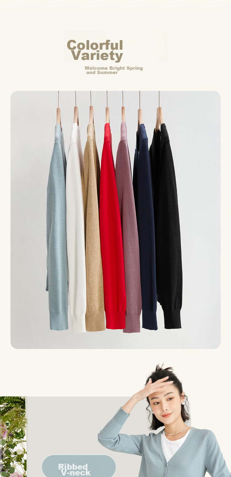 Giordano Knitted Cardigan for Women, Cotton V-Neck Sweater, Women's Outerwear, Solid Color Women's Jacket 05350649 4