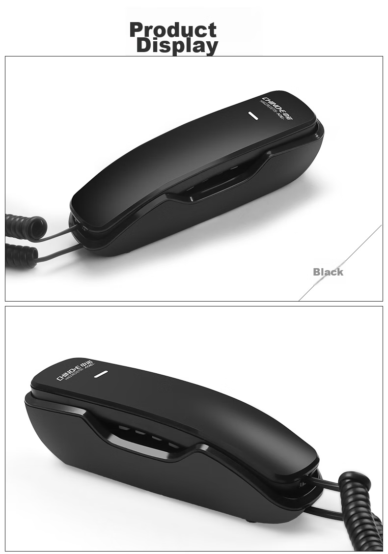 CHINO-E Telephone, Landline Hotel Phone, Small Handset, Desk And Wall Dual-Use, Battery-Free Wall-Mounted Extension, A061 Black Office Companio 10