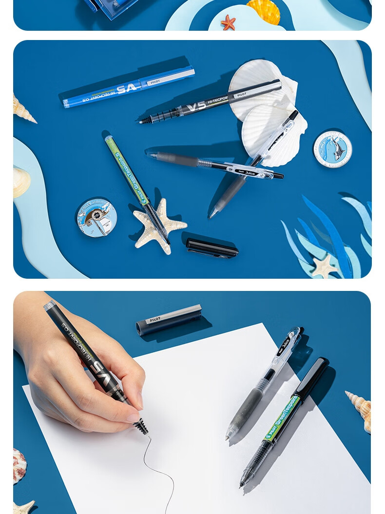PILOT P500/v5 Needle-Tip Gel Pen, 0.5mm Retractable Signing Pen, 0.38mm Student Exam Pen, Stationery Set, Black Red Blue, 7 Mixed Colors 11