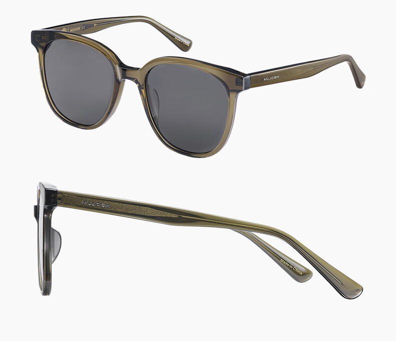 Mujiushi [Celebrity Style] Trendy Large Square Sunglasses, Face-Slimming, UV Protection, SK722 Obsidian Black 23