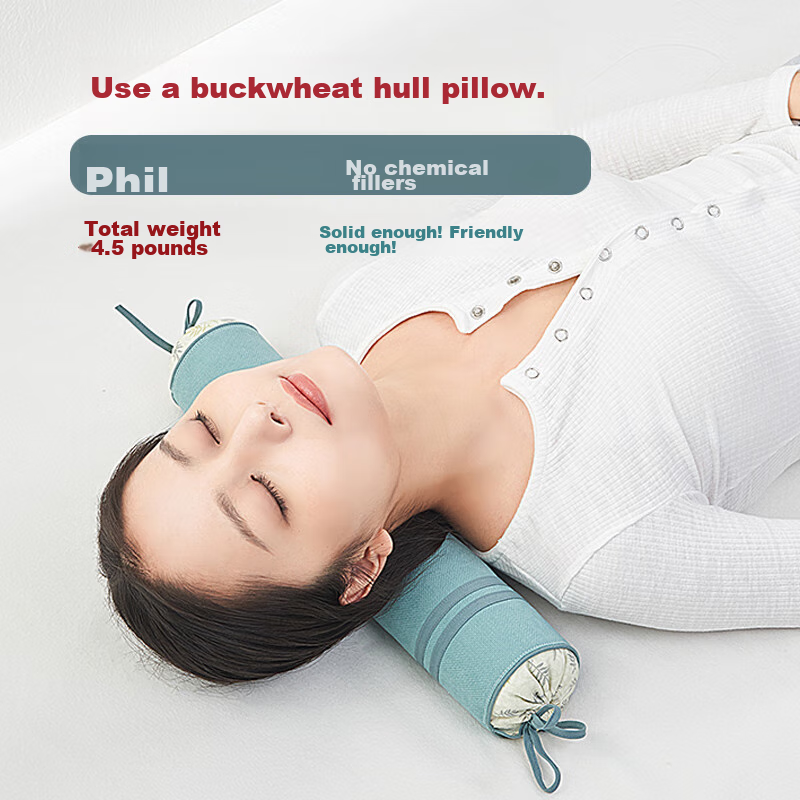 Shangfan Cervical Pillow with Cassia Seed Hard Pillow, Round Cylindrical Pillow, Candy Pillow, Adjustable Firmness And Height