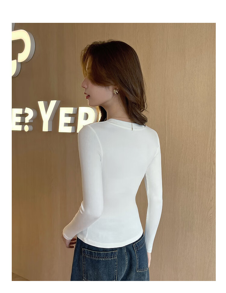 Zhuomuniao Long-Sleeve Base Layer for Women, Slim Fit Round Neck Waist-Cinching Ribbed High-Elasticity Skin-Friendly Inner Wear Or Outer Wear Top, Black, 2XL 10