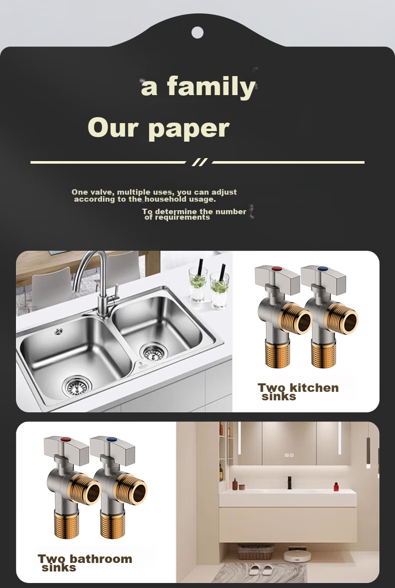 BSITN High-Flow Angle Valve Brass Core Gas Water Heater Ball Valve, 1/2 Inch, Figure-Eight Valve, Suitable for Both Cold And Hot Water, 2 Pieces, B705 16