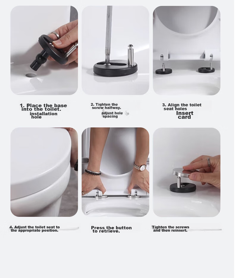 HSPA Toilet Seat, Universal Toilet Cover, Large V-Shaped Thickened One-Key Quick-Release Toilet Ring, Bathroom Toilet Accessories 1137 14
